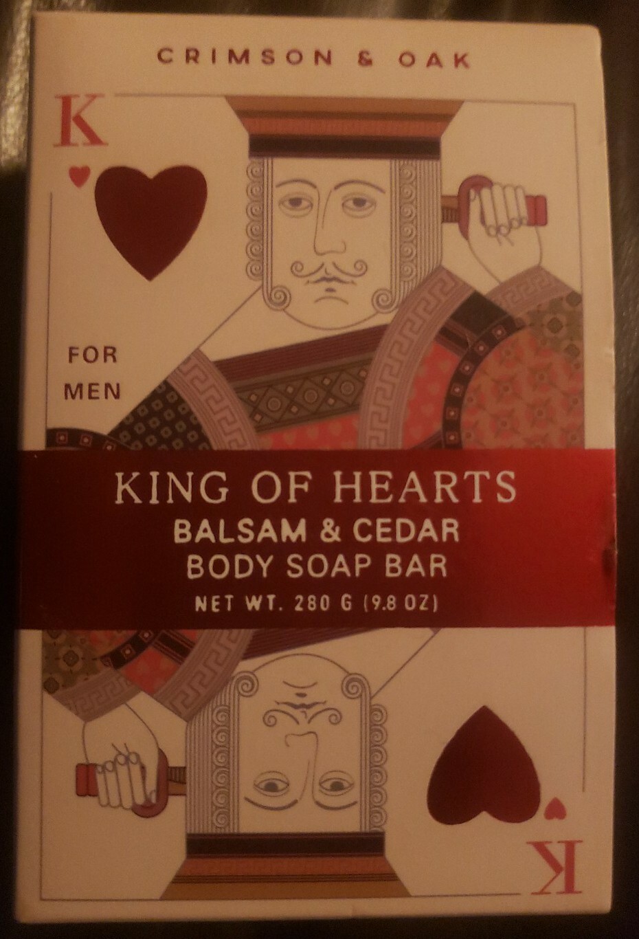 Crimson & Oak King of Hearts Balsam & Cedar Body Soap Bar for Men 9.8 oz