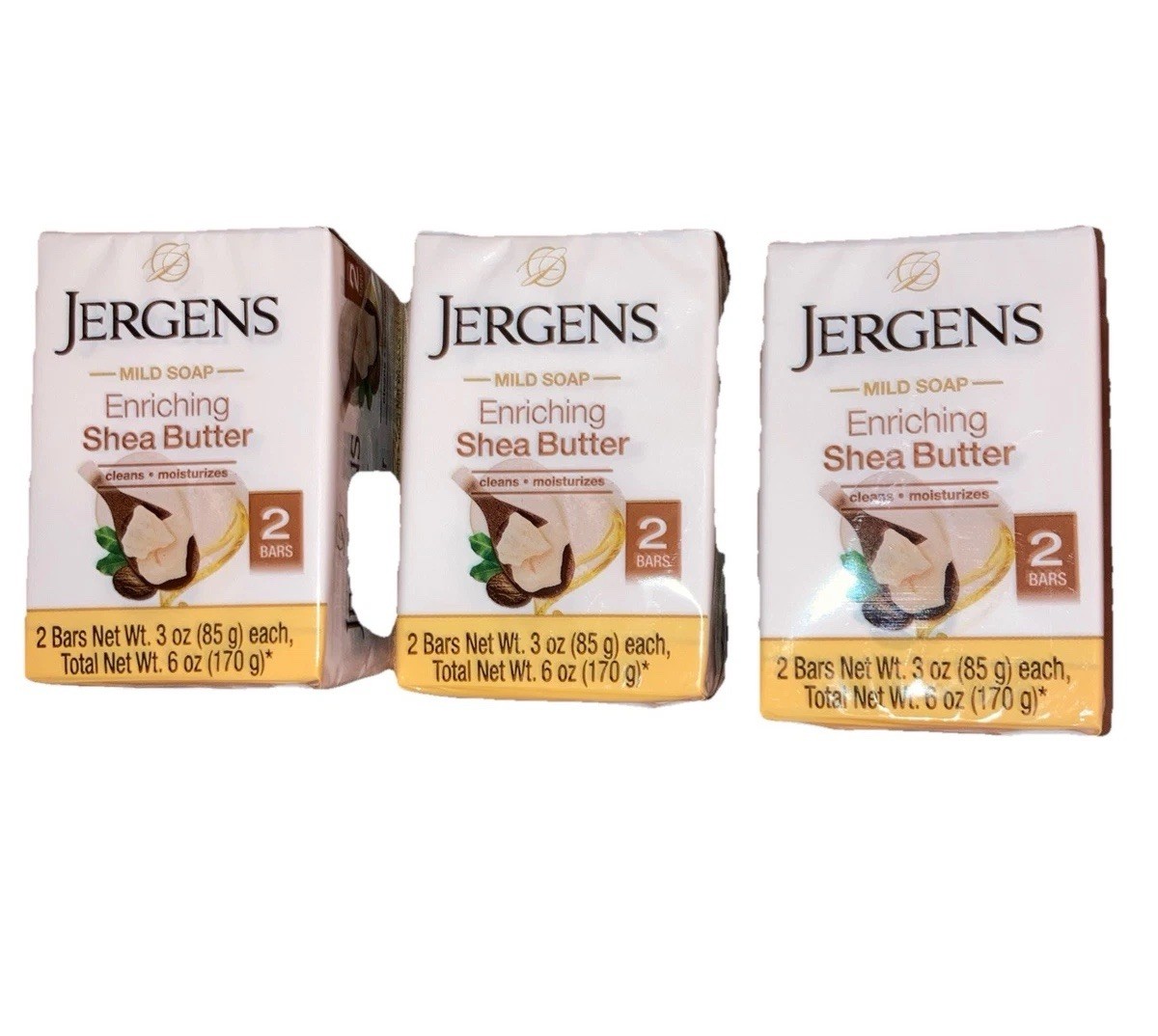 § JERGENS (6) 3 Oz. (85g) Bars SHEA BUTTER● ≈ENRICHING≈ Mild Soap