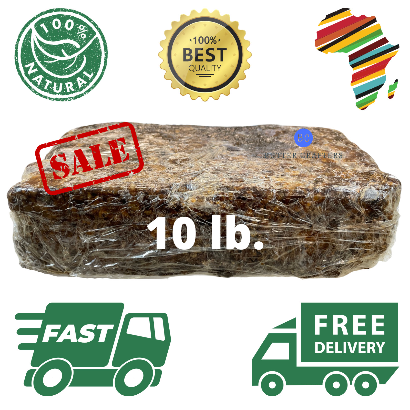 Raw African Black Soap 10 LB – 100% Pure Natural Organic Unrefined Ghana Premium