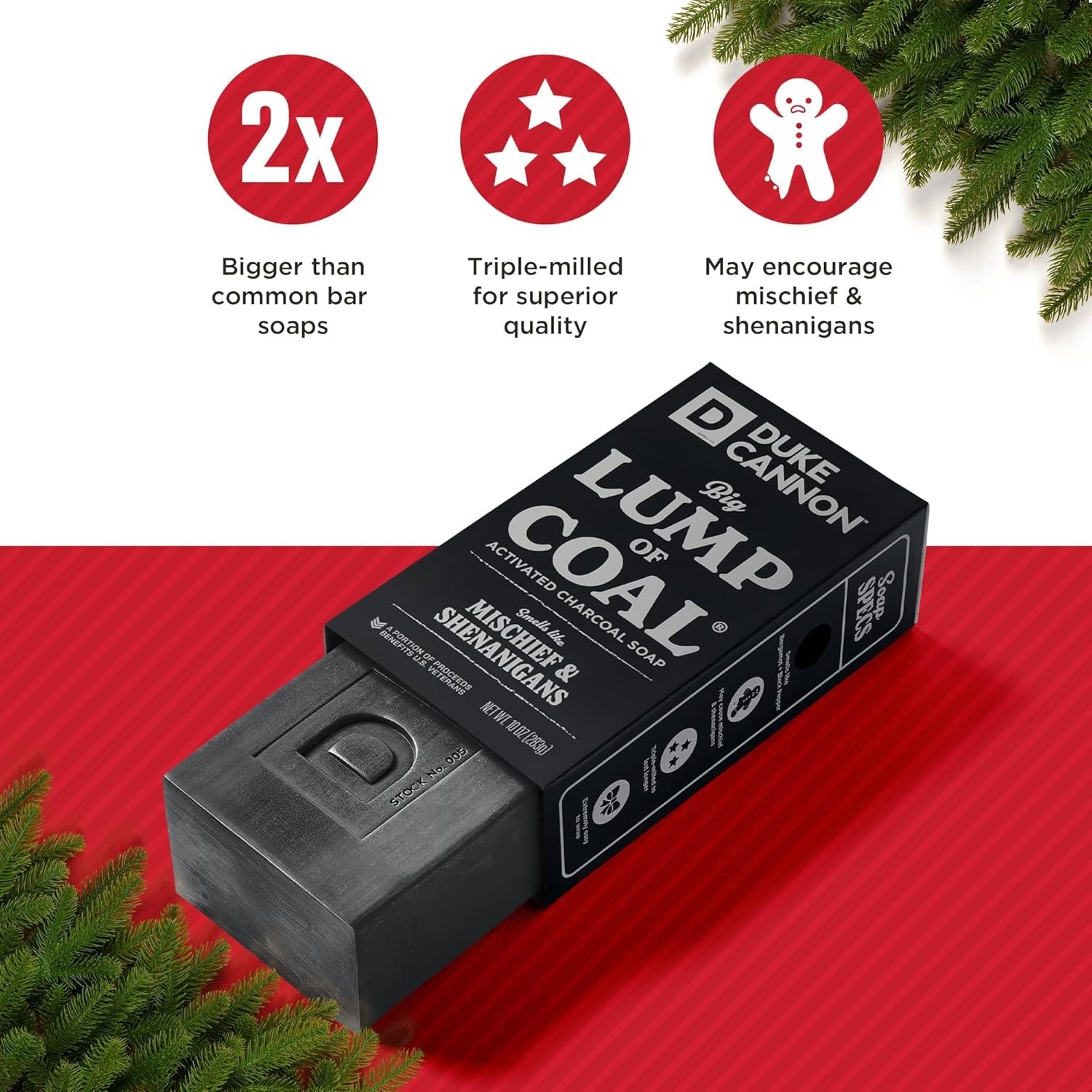 Duke Cannon Lump of Coal Holiday Soap 10oz XL 2-Pack Charcoal Bergamot Pepper