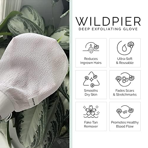Wildpier Plus+ Exfoliating Glove Mitt Body Scrub 1 Count (Pack of 1), White