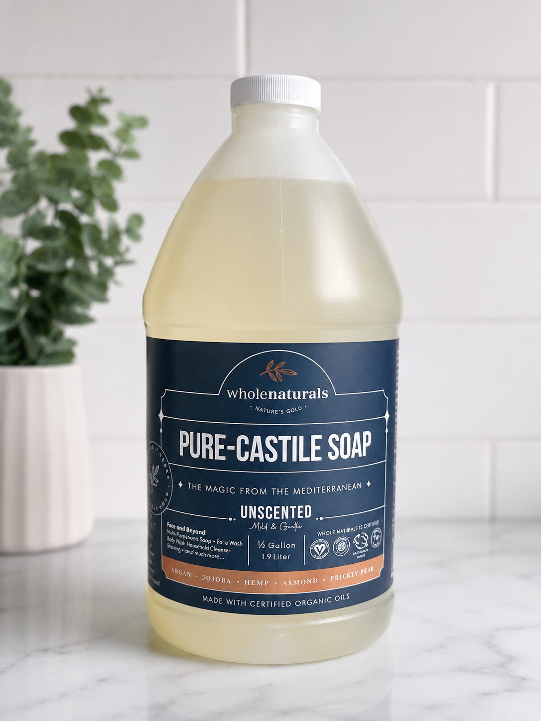 WholeNaturals Pure Castile Soap Liquid Unscented 64 Fl Oz