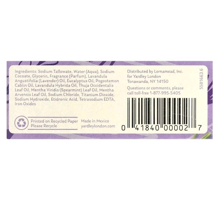 § YARDLEY LONDON (1) 4.0 Oz.🪻🫧 ●ENGLISH LAVENDER●🪻🫧 ≈NOURISHING≈ Bath Bars.