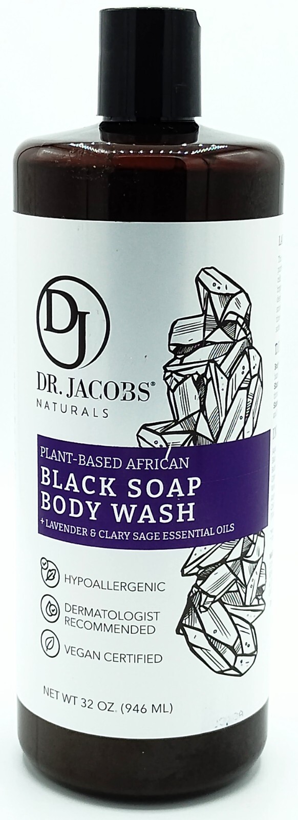 Dr Jacobs Naturals Authentic African Black Body Wash Lavender & Clary Sage 32 oz