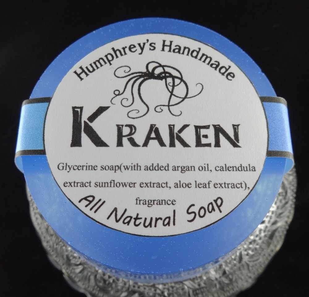 Men’s KRAKEN Beard Soap Wash Glycerin Aqua Di Geo Type Blue Shave Puck Argan Oil