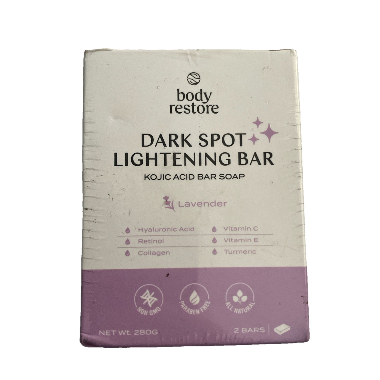 2 Count Body Restore Dark Spot Lavender Lightening Bar Kojic Acid Soap Sealed