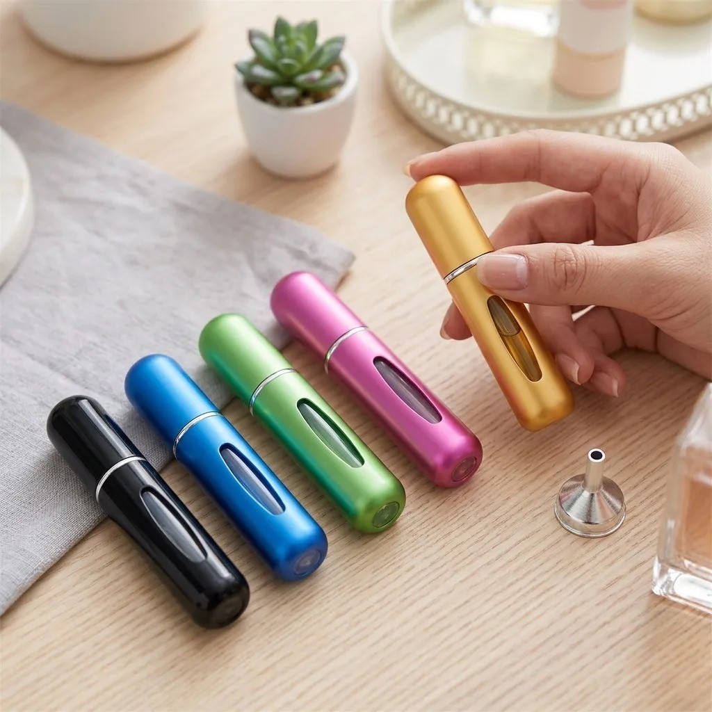 5 Pcs Refillable Travel Portable Perfume Atomizer Bottle Spray Pump Case 5ML USA