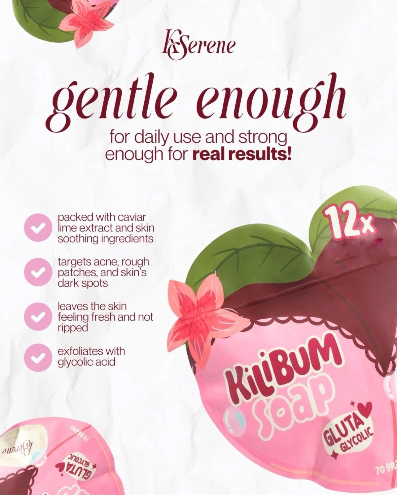 KSerene KiLiBUM Gluta Glycolic Soap 70g x 3 Bars