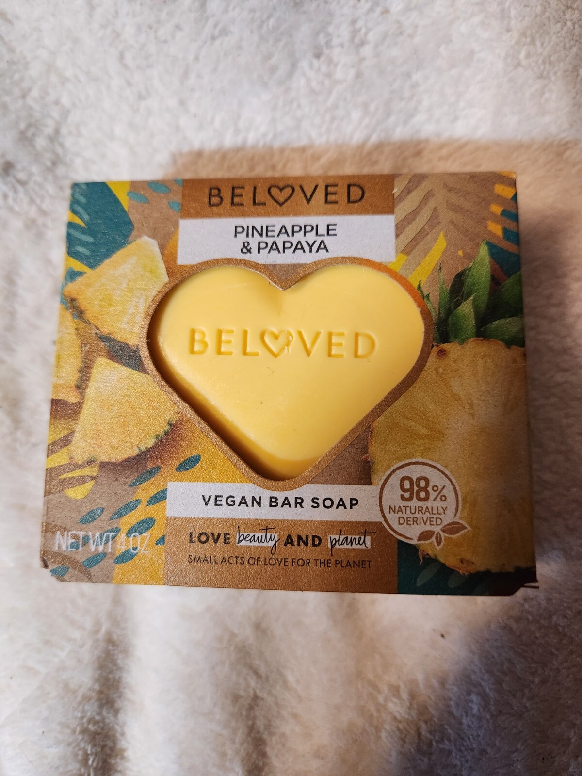 Vegan Bar Soap By Beloved Pineapple & Papaya, 98% Natural. 4.0oz Clearance Sale