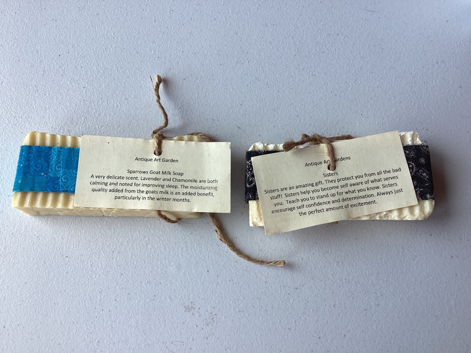 2 Antique art garden soap bar scent of sparrows goat milk soap & sisters soap ba