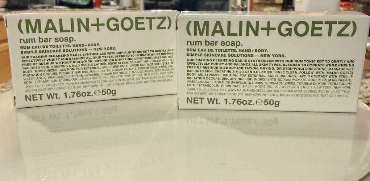2-PACK Malin + Goetz Rum Bar Soap 1.76 Oz/50g TRAVEL SIZE NEW IN BOX