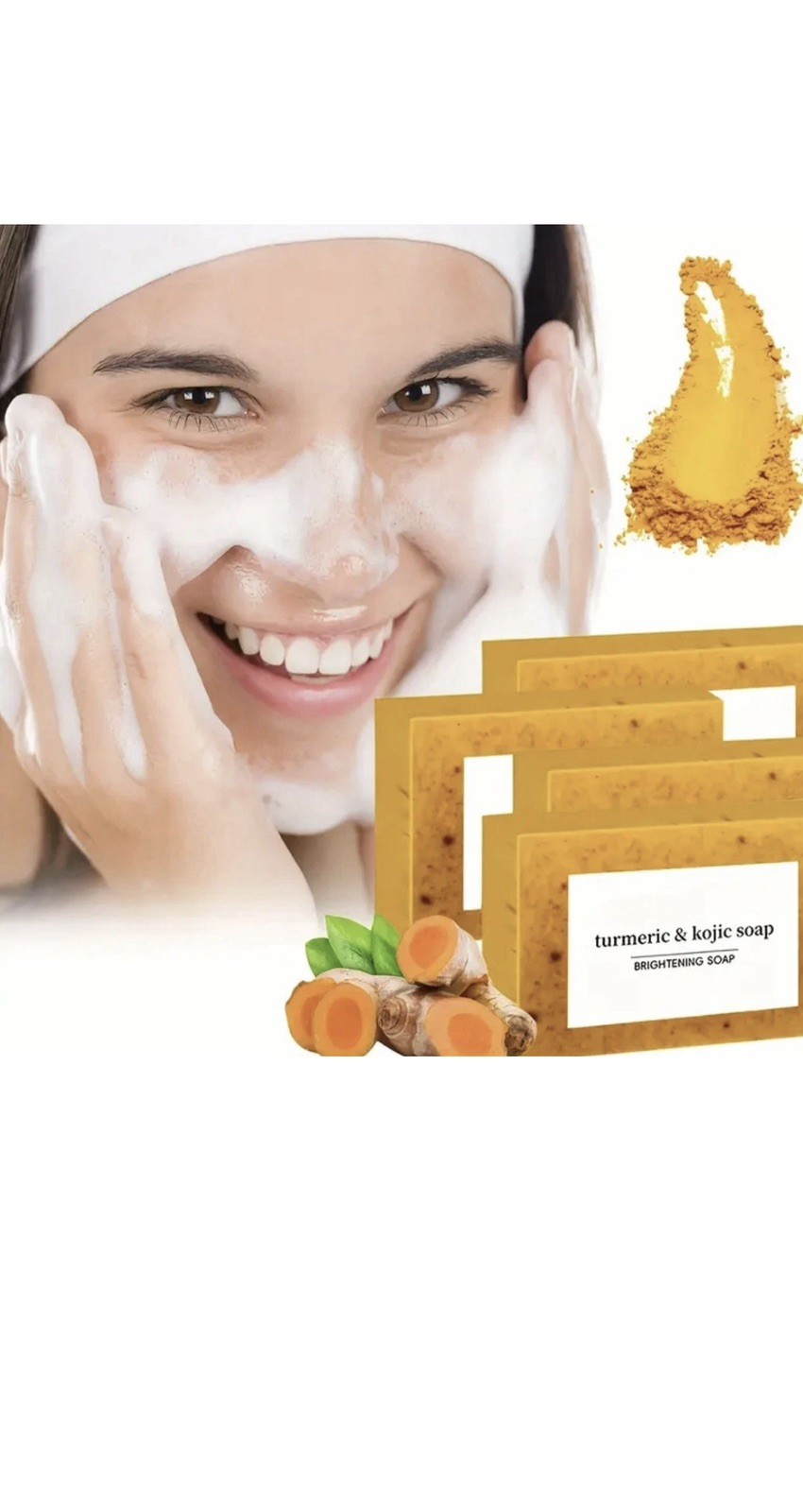 8 Pcs Tumeric Lemon Kojic Acid Soap Skin Whitening, Dark Spot Removal, 3.53oz