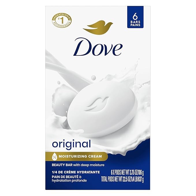 Dove Beauty Bar Soap Original, 6 Bars, 3.75 oz Each