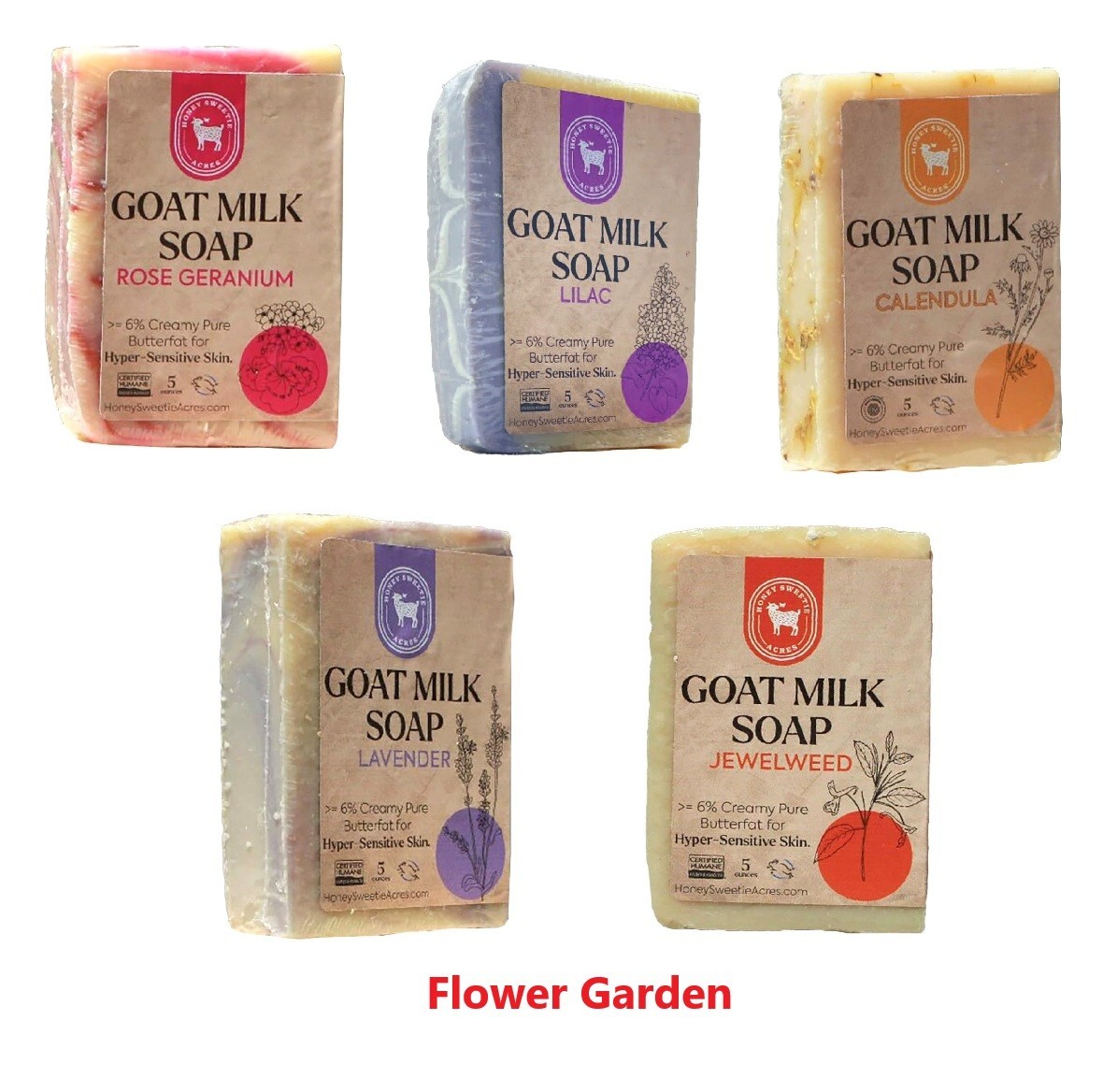 Honey Sweetie Acres 5-Pack Handcrafted Goat Milk Soap Flower garden
