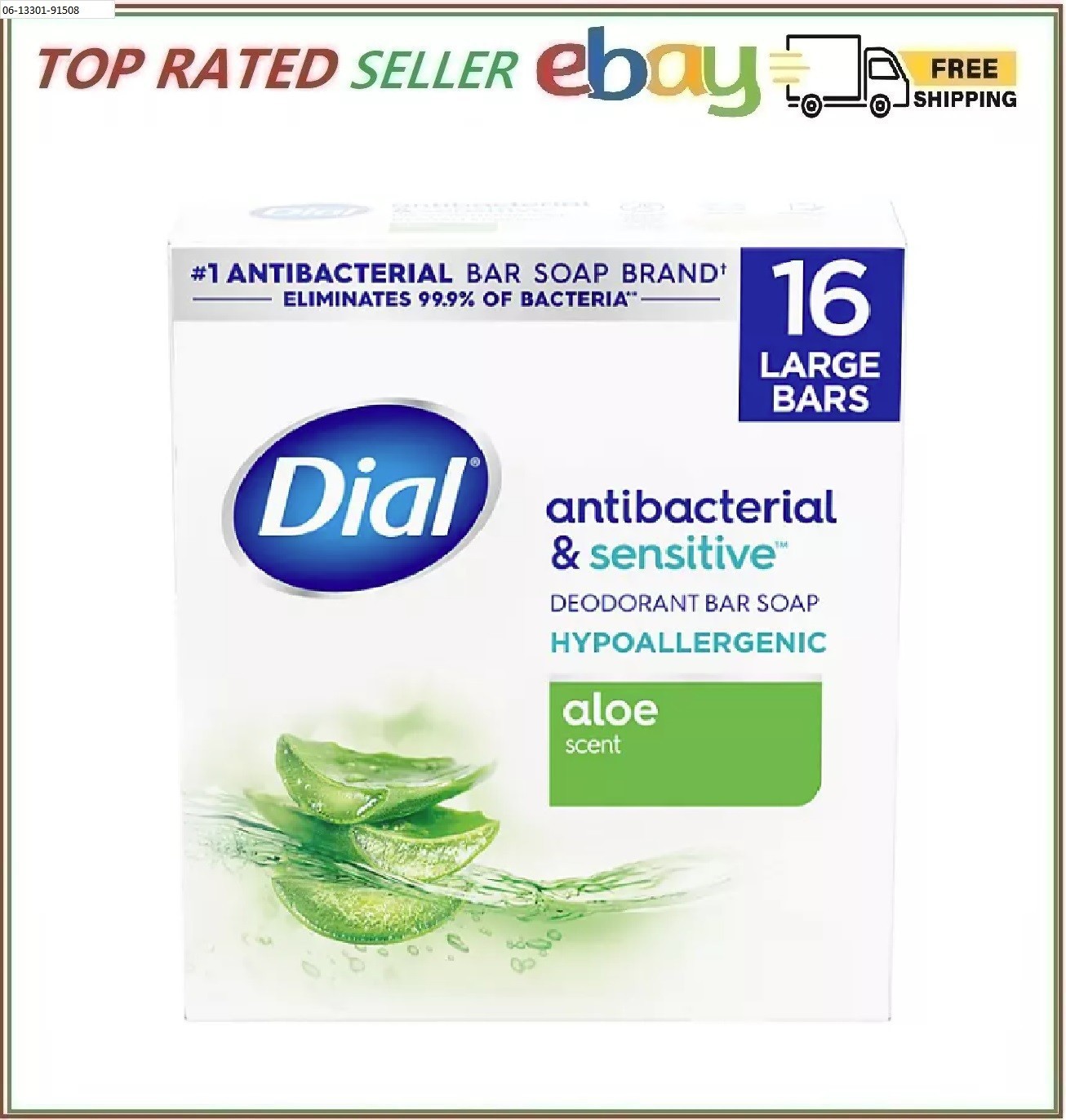 Dial Antibacterial Bar Soap, Aloe Scent, 4 oz., 16 pk.
