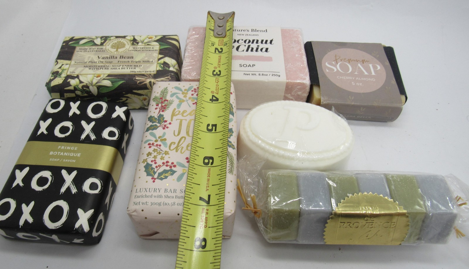 Lot of 7 Specialty Bar Soaps Vanilla Bean Coconut Chia Cherry Almond Gift Set
