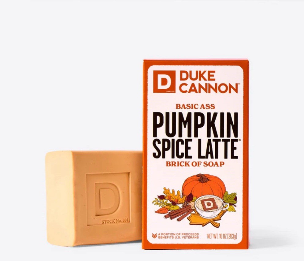 Duke Cannon Pumpkin Spice Latte Brick of Soap Ltd Ed Halloween 10oz Benefit Vet