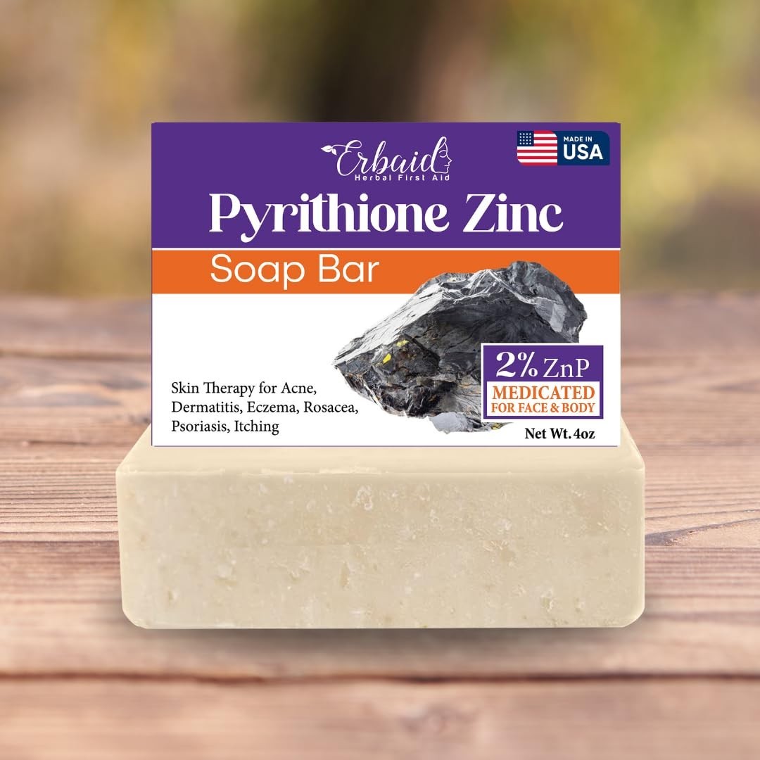 Pyrithione Zinc Soap Bar for Face & Body, 4oz | 2% ZnP Bar Soap Skin Repair Clea