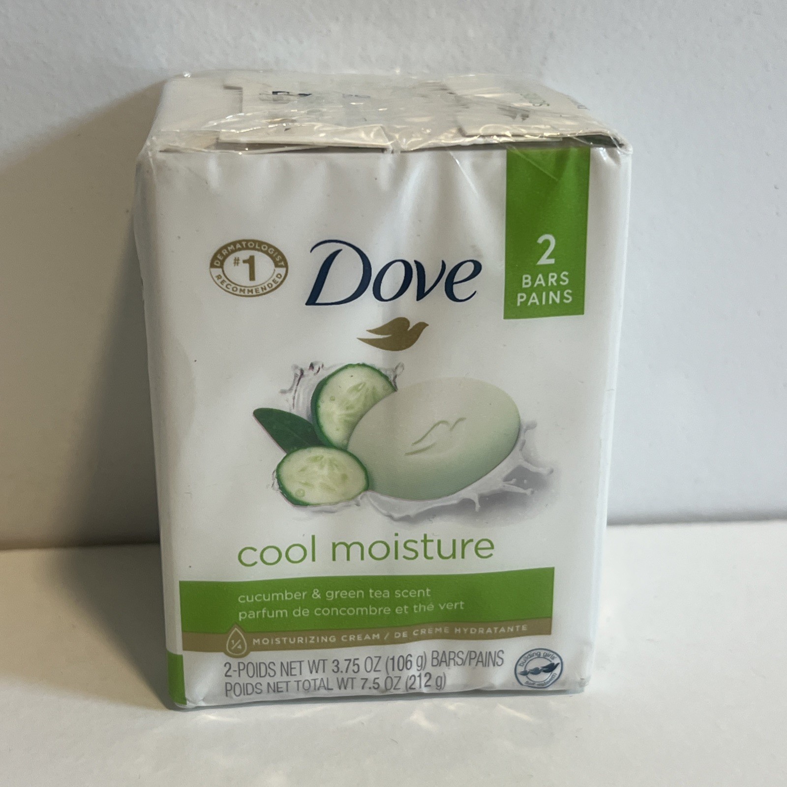 Dove Go Fresh Beauty Bar Cool Moisture Cucumber and Green Tea 2 Sealed 4oz Bars