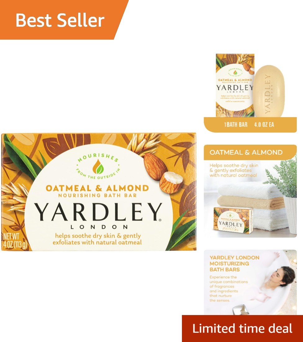 Yardley Oatmeal & Almond Soap, 4 Oz – Natural, Paraben-Free Bar for Indulgence