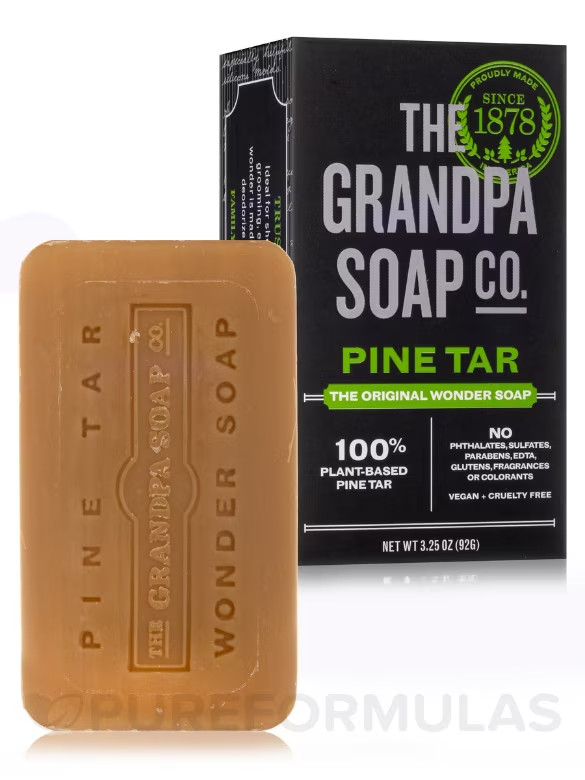 The Grandpa Soap Company Pine Tar Bar Soap for Men- Made with Pine Tar Oil, 3 in