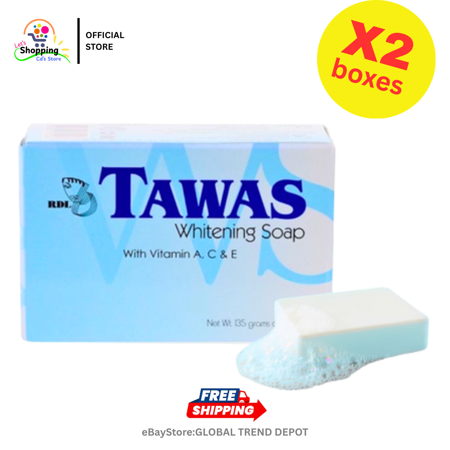 RDL Tawas Bath Soap 2 Boxes x 135g Each New Authentic Free Shipping