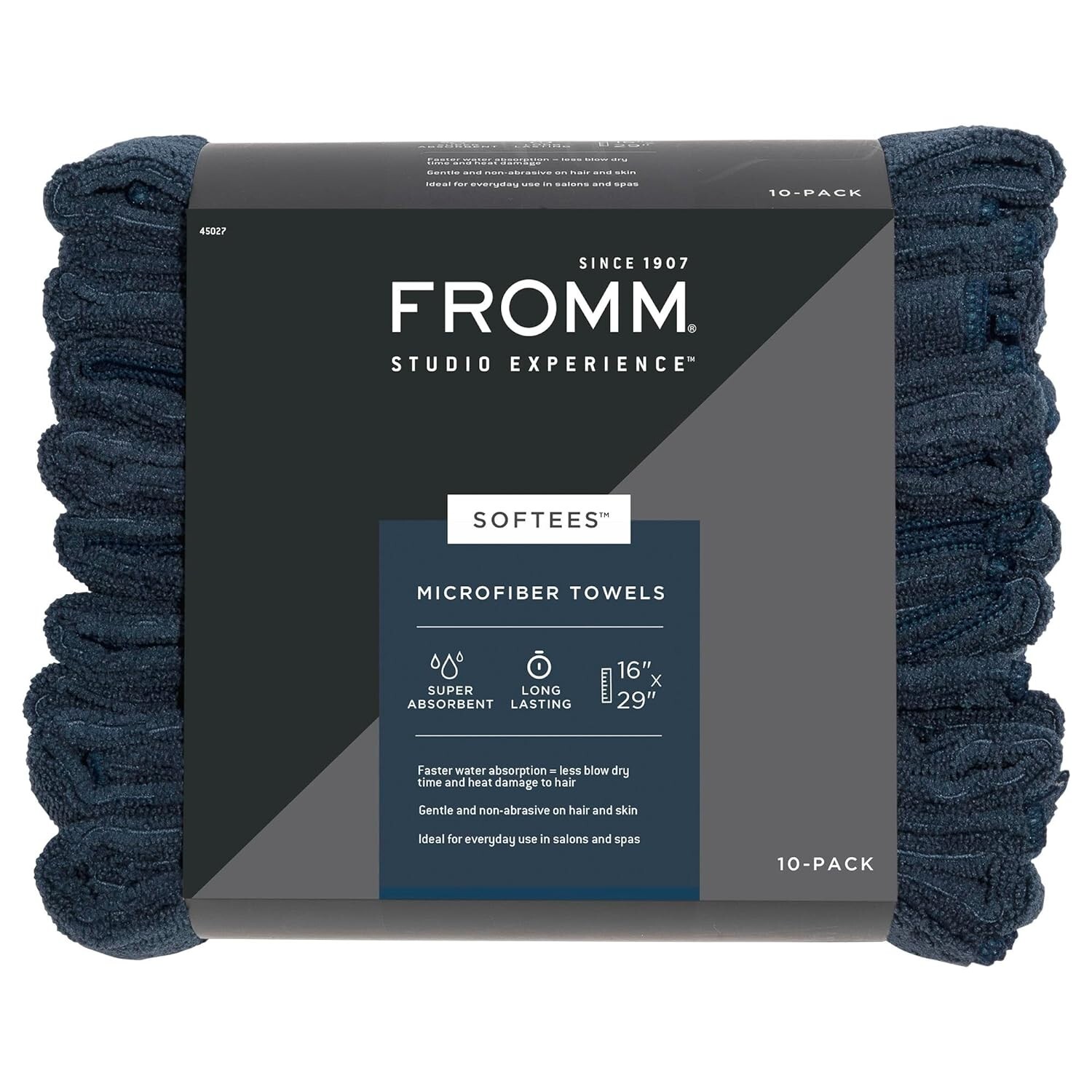 Fromm Softees Microfiber Salon Hair Towels 16″ x 29″ (Navy) 10 Count