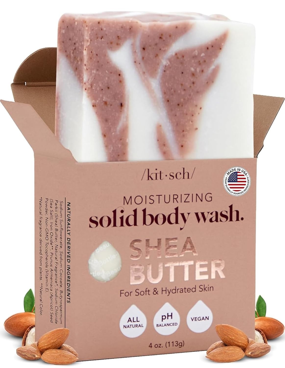 Shea Butter Exfoliating Body Wash Bar Soap – , 4 oz | Hydrating with Vitamin …