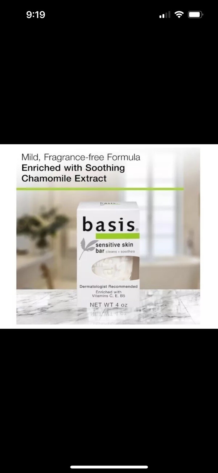 Basis Sensitive Skin Bar Soap – Cleans and Soothes with Chamomile and Aloe Vera