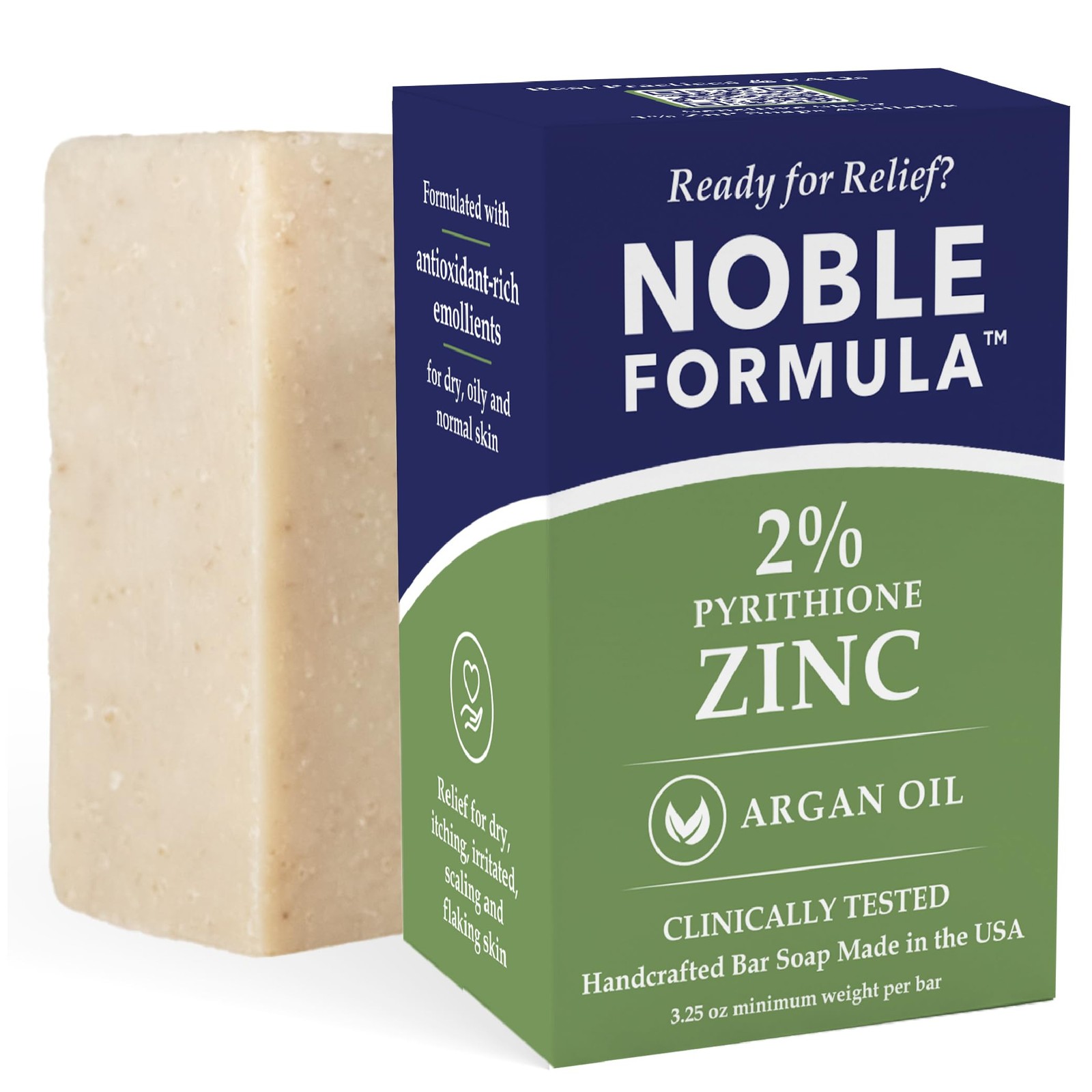 Bar Soap, Olive Oil and Argan Oil 2% Pyrithione (ZnP) for All Skin Types Incl…