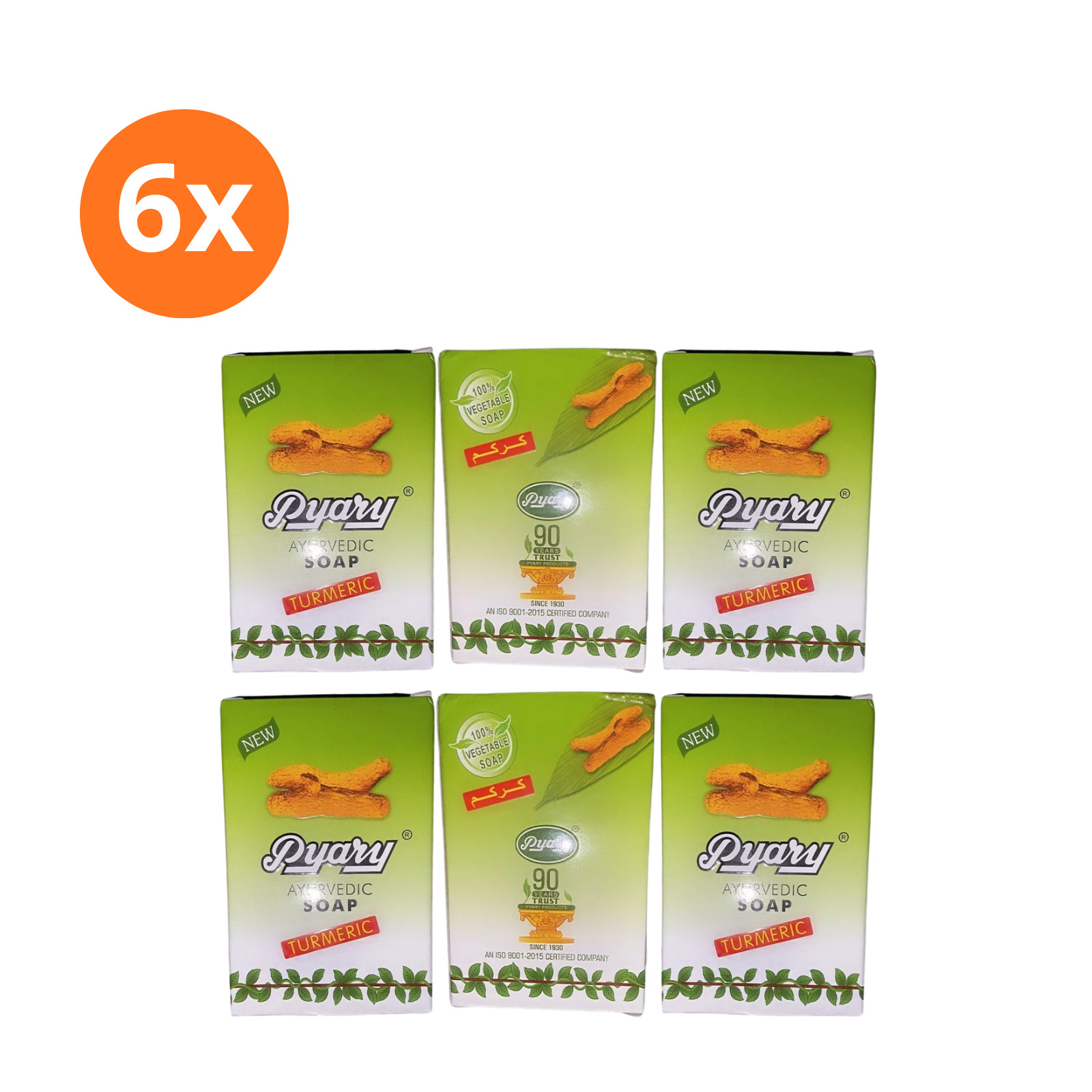 6 Pack Pyary Ayurvedic Soap Bathing Beauty Soap Original Turmeric Soap India
