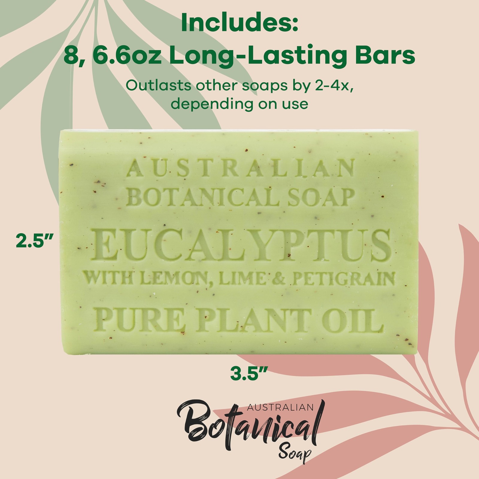 Australian Botanical Soap 6.6 OZ Eucalyptus Lime Lemon Pack of 8