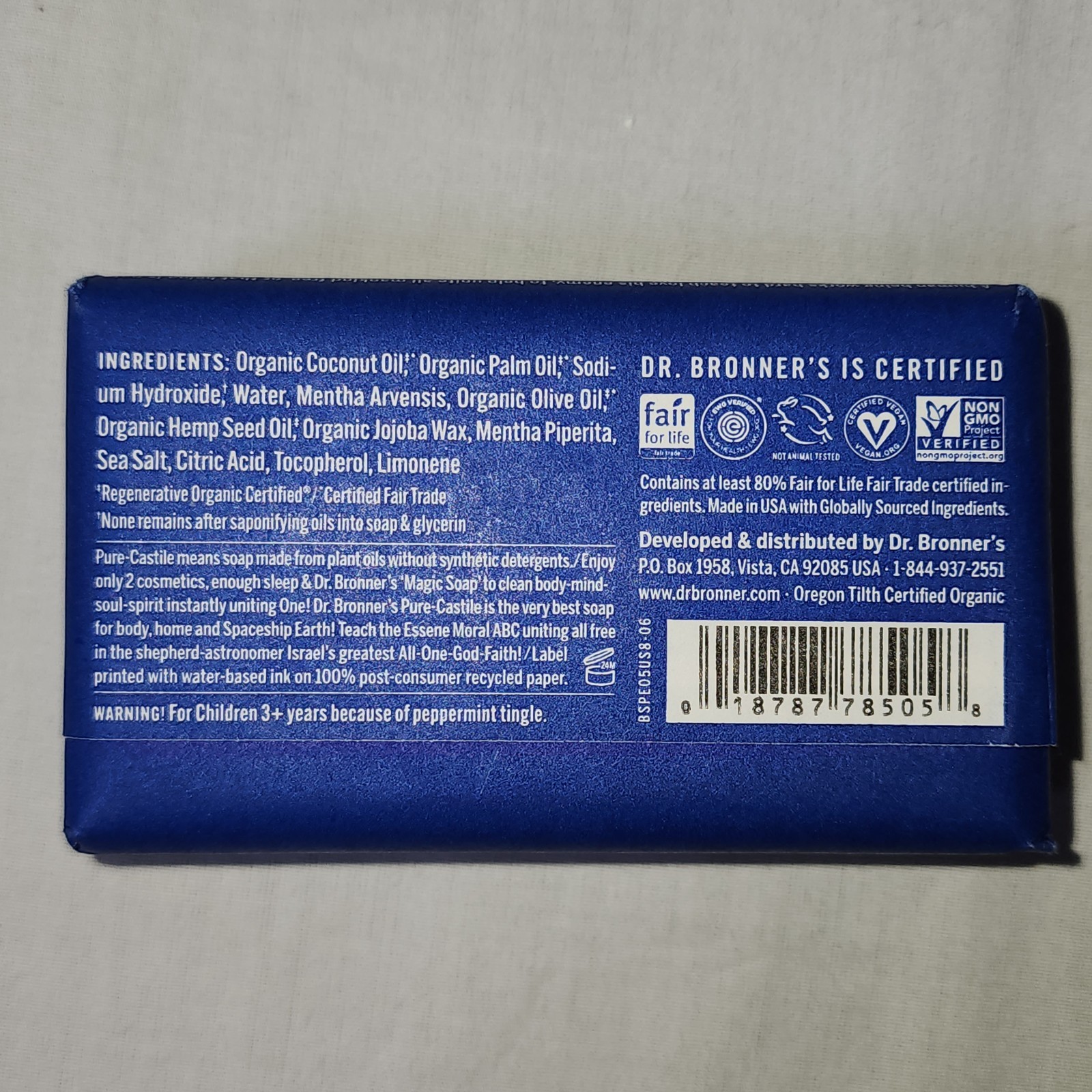 Dr. Bronner’s Magic Soaps All-One Hemp Peppermint Pure-Castile Soap 5 oz Vegan