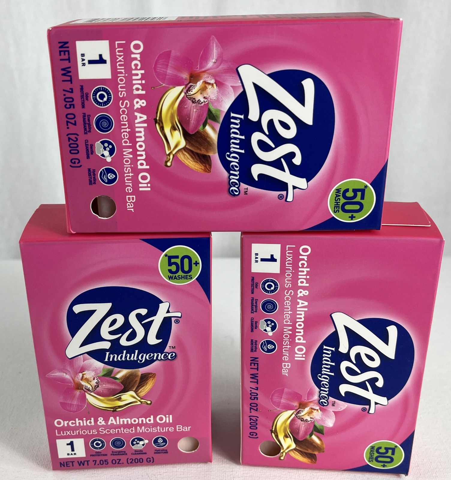 Zest Indulgence Orchid & Almond Oil Bar Soap 7.05oz Moisture Bars Lot of 3
