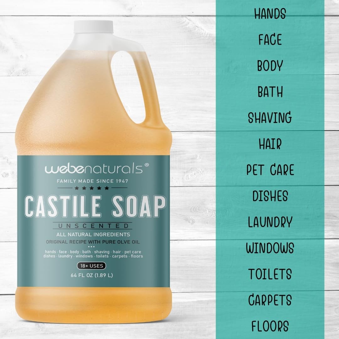 Pure Castile Soap Liquid Organic, Certified Palm 64 Fl Oz (Pack of 1) Unscented