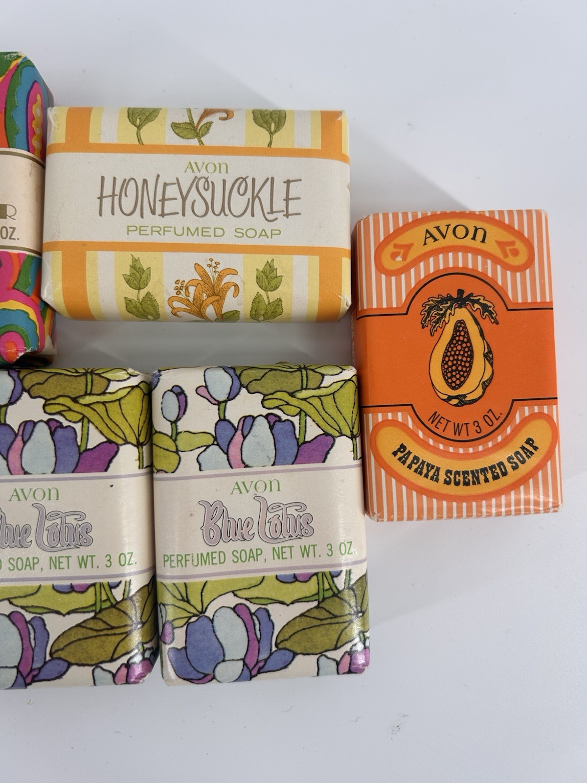 Vintage Avon Perfumed Soap Lot Bayberry Honeysuckle Blue Lotus Silk Honey Papaya