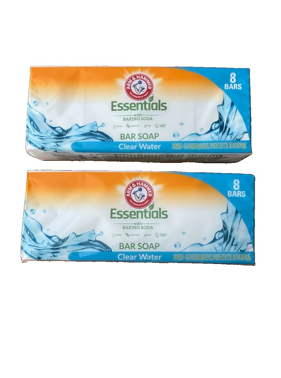 Arm & Hammer Essentials Clear Water Bar Soap 16 Bars 3.5oz Each