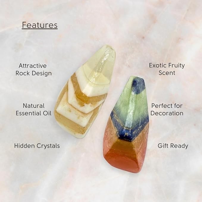 Earth & Home Gemstone Soaps w Real Crystals Inside Berry & Pina Colada New In Bo