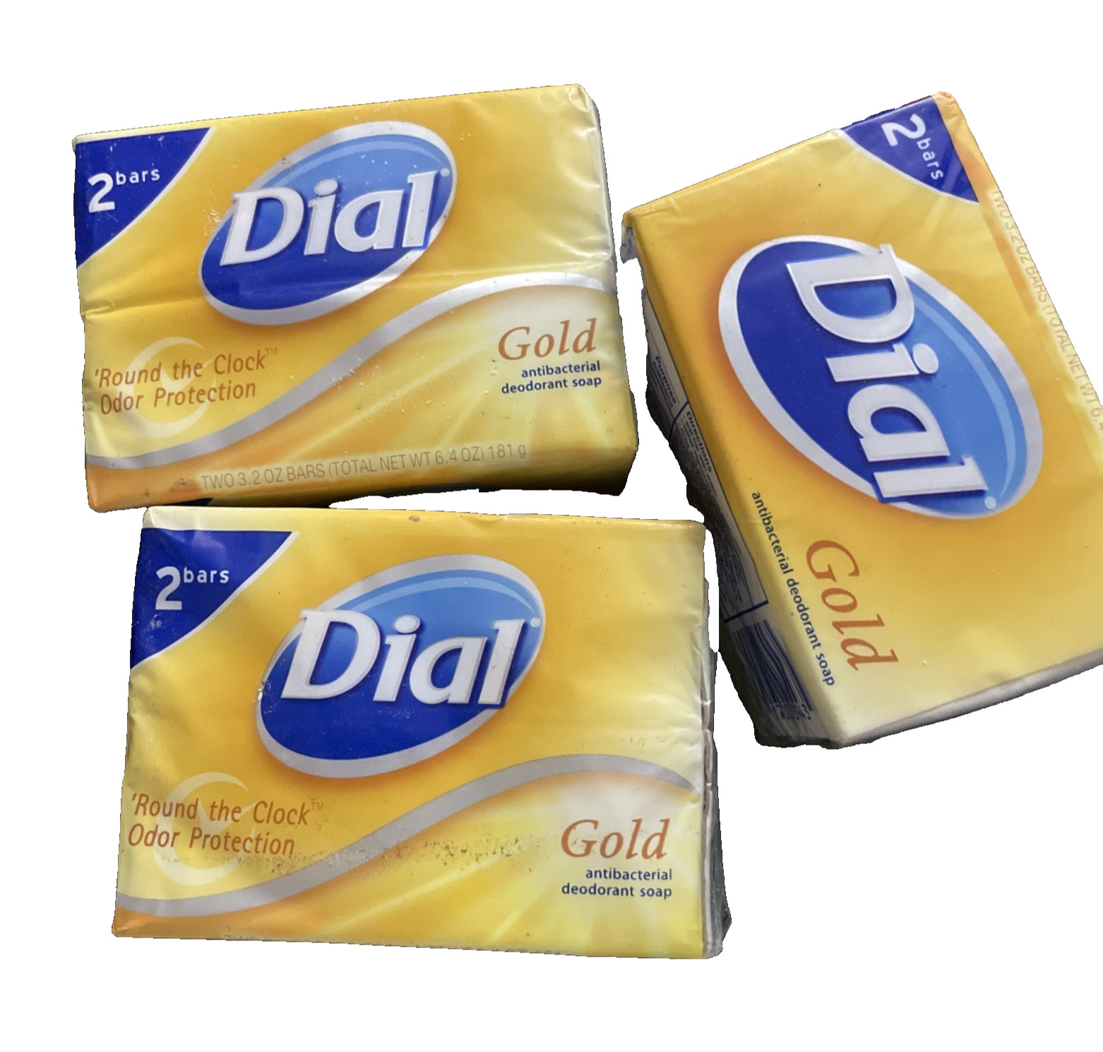 3 two pks – DIAL Bar Deodorant Soap Gold 3.2 oz each Round The Clock Protection