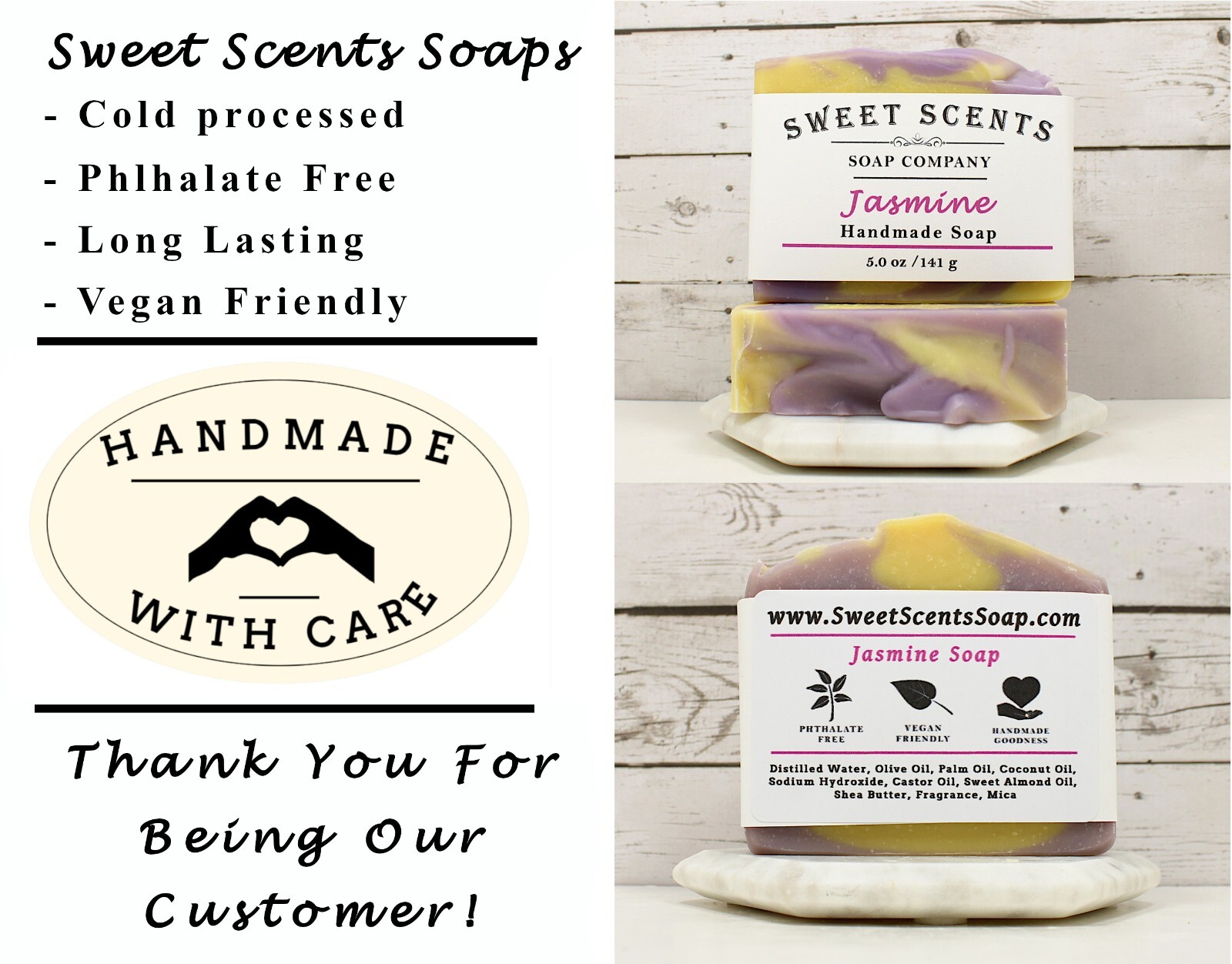 Jasmine Handmade Soap – Cold Process – Scented Soap