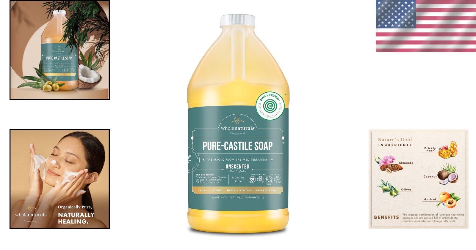 Organic Liquid Castile Soap 64 Fl Oz – Gentle, Non-GMO, Palm Oil Free Formula