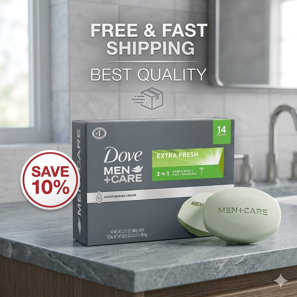 Dove Men+Care Body And Face Bar Soap, Extra Fresh, 3.75 oz, 14 ct Great Price