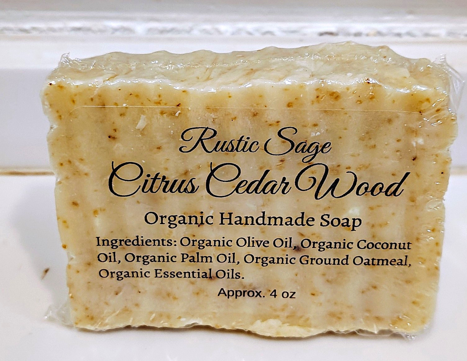 Organic Handmade Citrus Cedar Wood Body Bar Soap, Approx. 4 oz