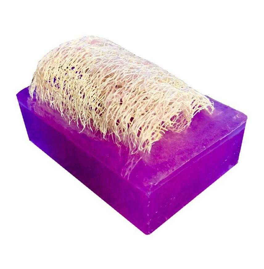Handmade Luffa Embedded Soap 2 Bars LAVENDER Moisturizing Loofah Loofa Lufa Soft