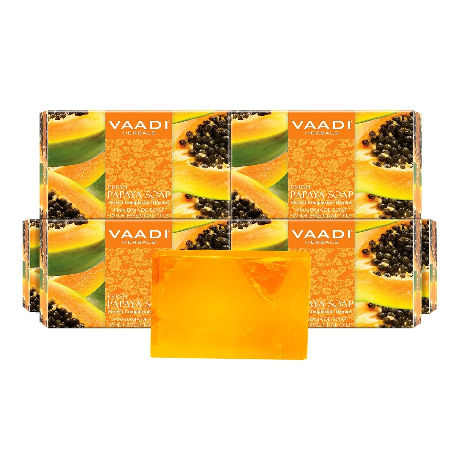 Vaadi Herbals Fresh Papaya Soap 75 gm – (Pack of 6) – Natural Skin Brightening