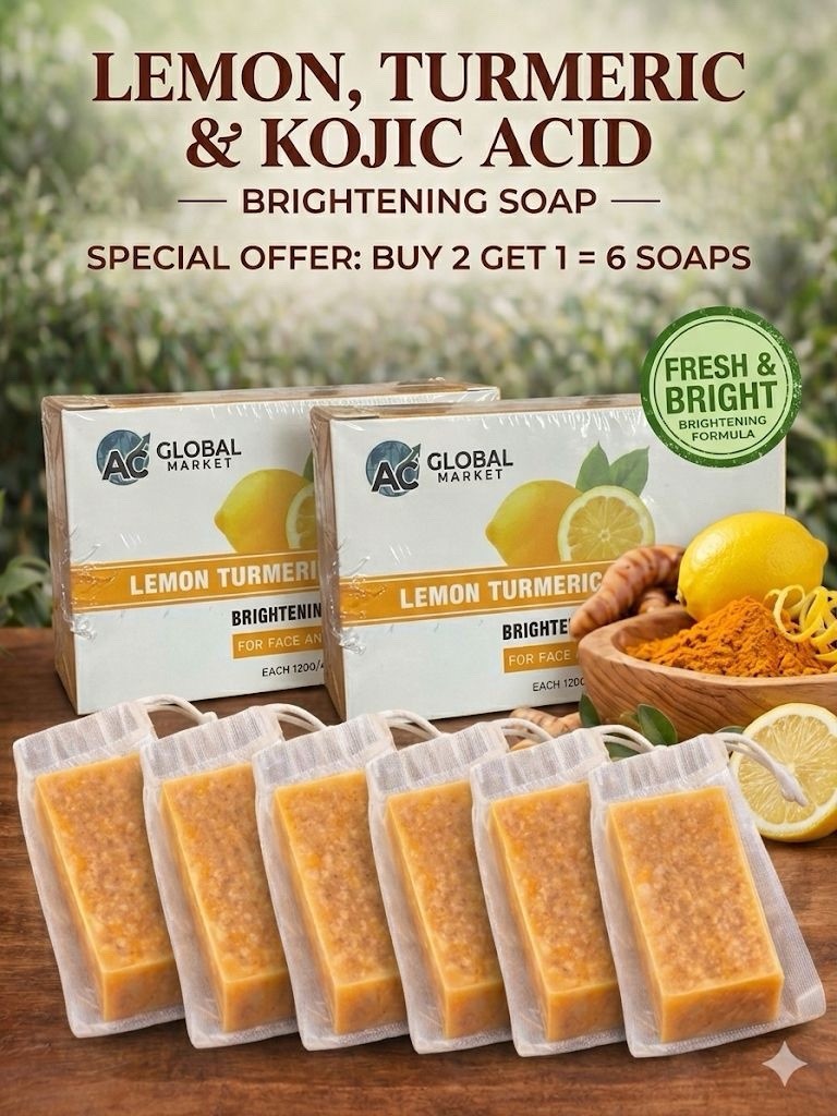 AC Global Market Lemon Turmeric Kojic Acid Brightening Soap Face Body 120g/4.2oz