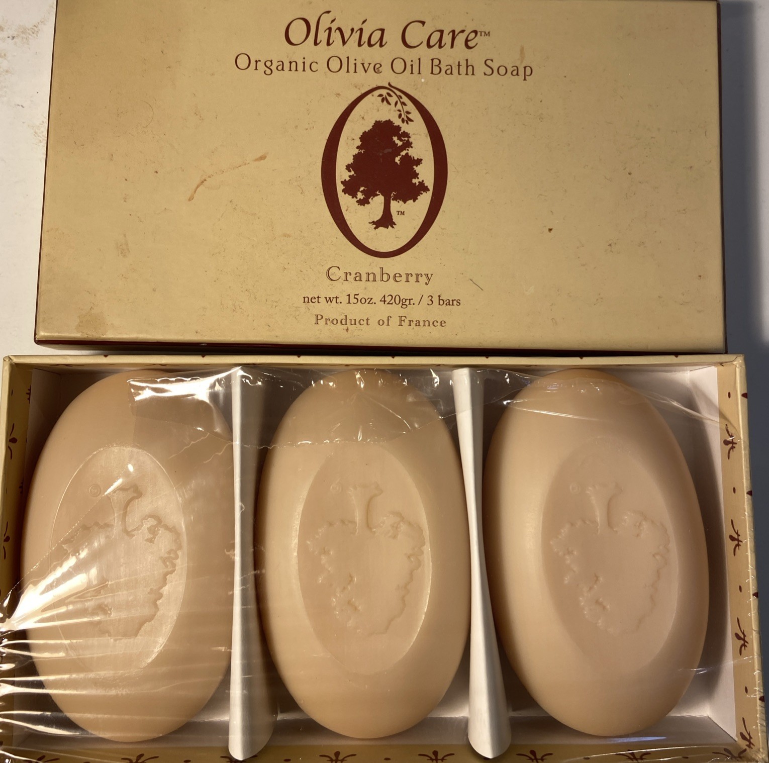 Cranberry Olivia Care Organic Olive Oil Bar Soap 3 Bars 15oz Each
