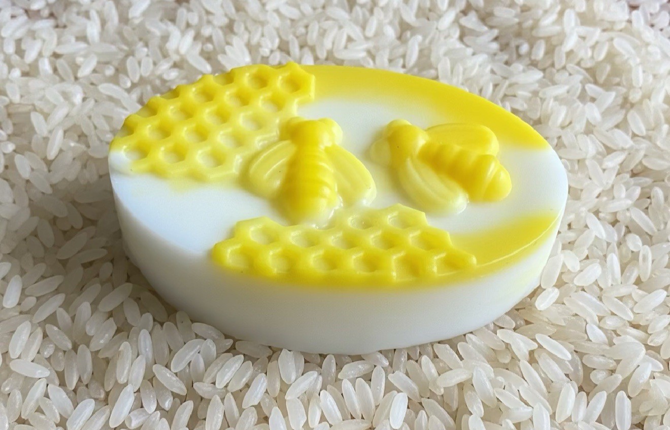 Bee and Honeycomb Patter handmade Body Bar Soap Yellow White All Natural Unisex