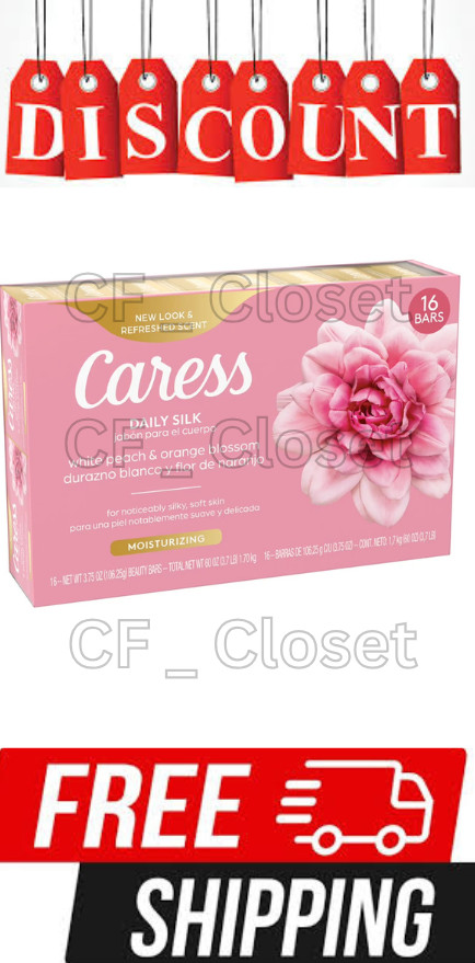 Caress Silkening Daily Silk Beauty Bar, White Peach & Orange Blossom, 3.75 oz.,