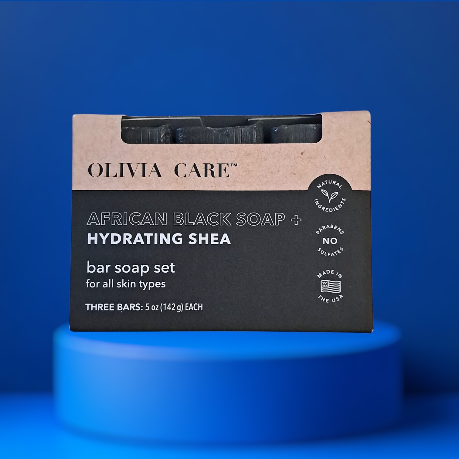 Olivia Care AFRICAN BLACK BAR SOAP Hydrating SHEA 1 Pack 3pc Set New!